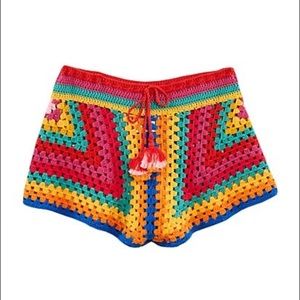 Striped Scarf Crochet Shorts